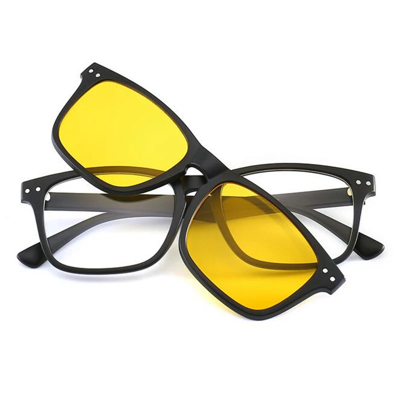 2297 Rivets Square TR90 Frame Magnet Clip Myopia Glasses 0 -1.0 -2.0 To -6.0 , Hyperopia Sunglasses +0.5 +1.0 +2.0 To +6