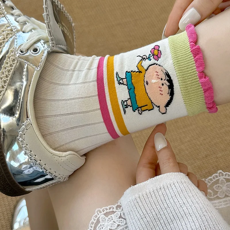 

Женские носки Zhuji, летние тонкие кружевные носки до середины икры, модные эластичные бесшовные носки с напуском в академическом стиле