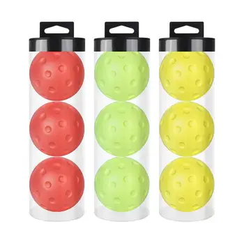 Pickleball-Bälle für den Innenbereich, 3 x leise Pickleballs zum Üben, 74 mm, ganz aufwärmen, Pickleball-Bohrer, weicher, hohler Pickle-Ball