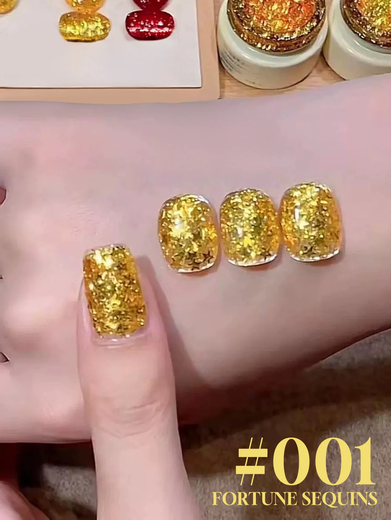 1-6 Stück 15 ml Herbst Nagel Glitzer Gold Glitzer Gel Nagellack UV LED Aushärtung Urlaub Damen Geschenk Nail Art Tägliches Zubehör DIY Set