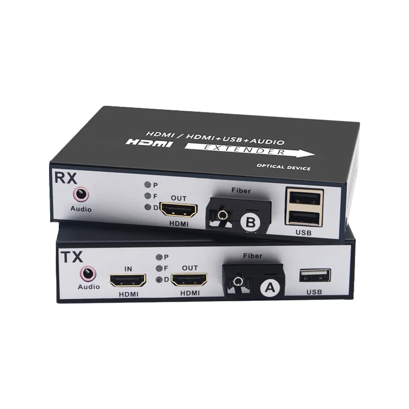 

1 pair 1080P 60Hz HD MI Fiber Optic Transceiver 20Km USB KVM Extender with Loop Out and Audio SC HDMI Fiber Optic Extender