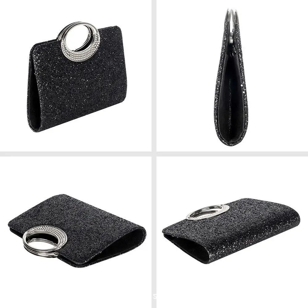 Borsa da banchetto da sera con paillettes glitterate portatile Borsa da polso Borsa a tracolla Borsa lucida Borsa da pranzo per feste di lusso di grande capacità Matrimonio