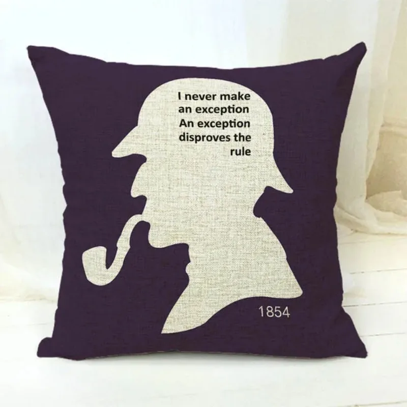 Beautiful Sherlock Holmes Portrait Linen Square Striped Pillowcase Living Room Office Chair Decorative Pillowcase  ..