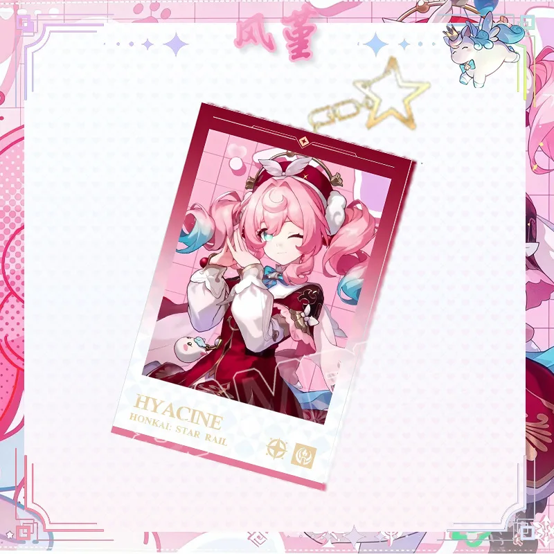 Hyacine Set Anime Game Star Rail Acrylic Pendant Keychain Standing Tinplate Badge Ticket Stub Mahjong Anime Exhibition Wholesale