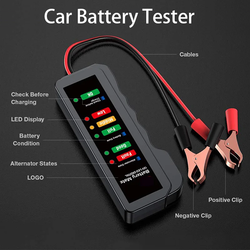 

BM310 Battery Tester for Car Diagnostic Tool Digital Check 6 LED Lights Display Battery Checker Analyzer Automotive Tools