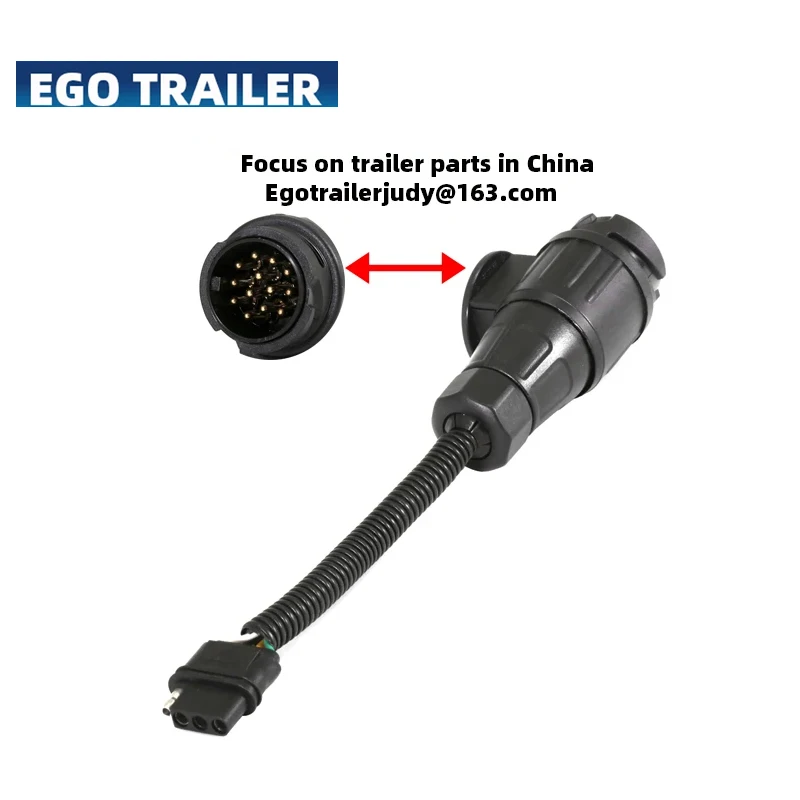 EGO Trailer 4 Pin Flat Socket to 13 Way European Style Round Plug  Tow Wiring Harness  Adapter Connector Parts Accessories