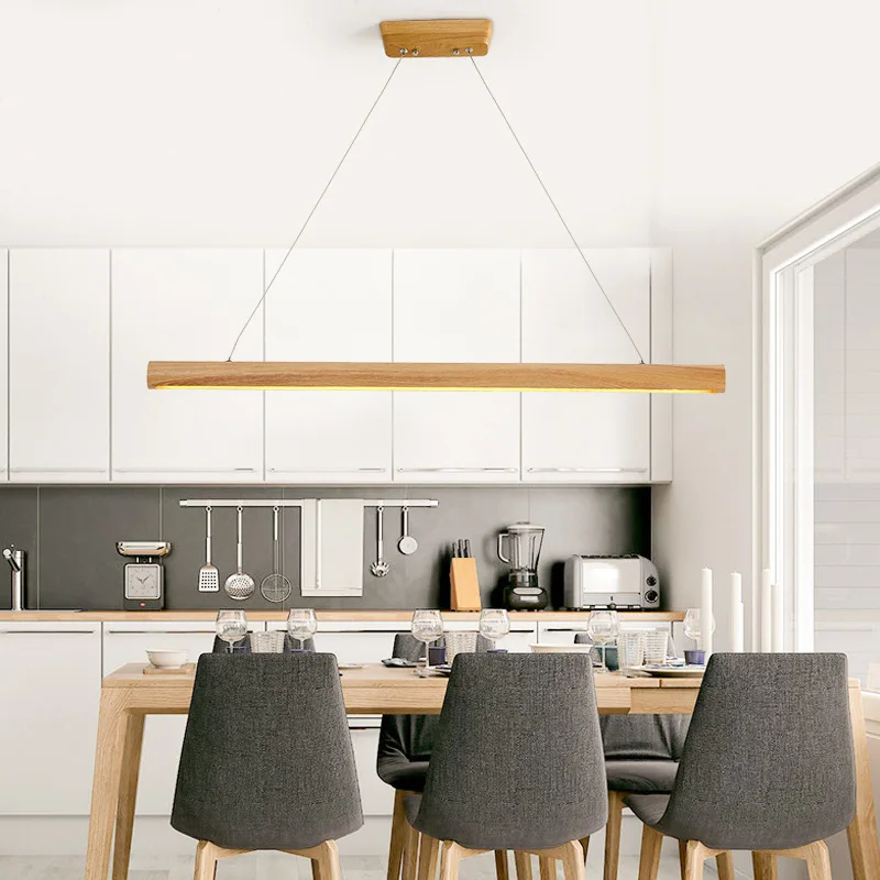 Imagem -02 - Nordic Led Luz Pingente de Madeira Longo Pendurado Lâmpada para Sala de Jantar Cozinha Barra Decoração Casa Teto Luminárias Suspensão Ajustável