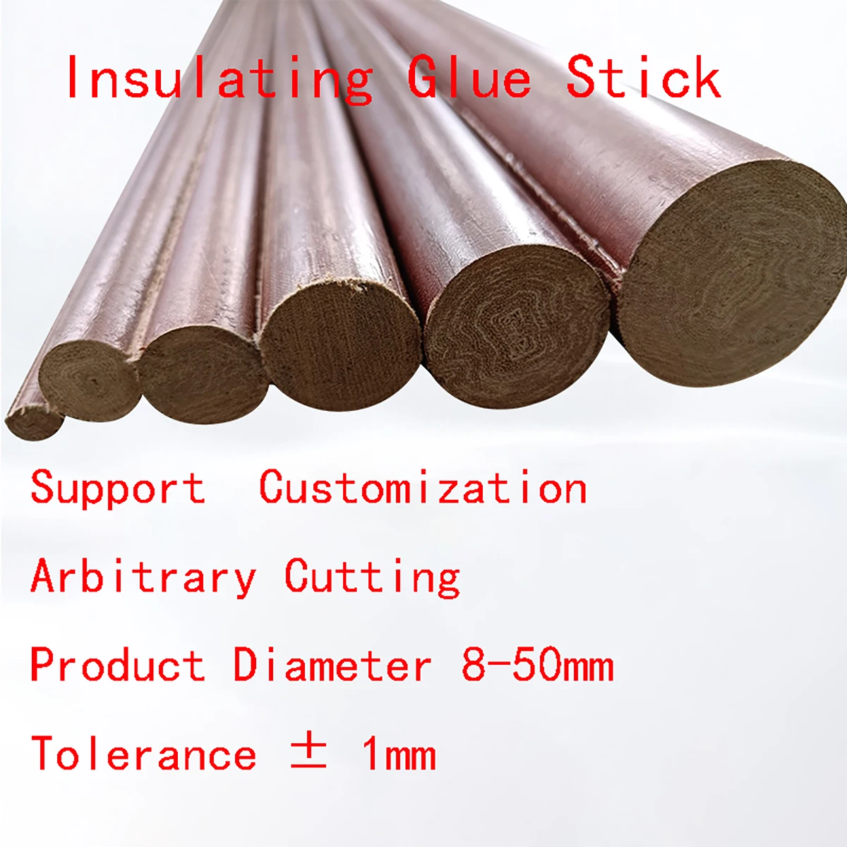 1Pcs 8-50mm Diameter Bakelite Bar Phenolic Laminate Bar Insulation Bar High Temperature Resistant Electric Wood Rod Length 500mm