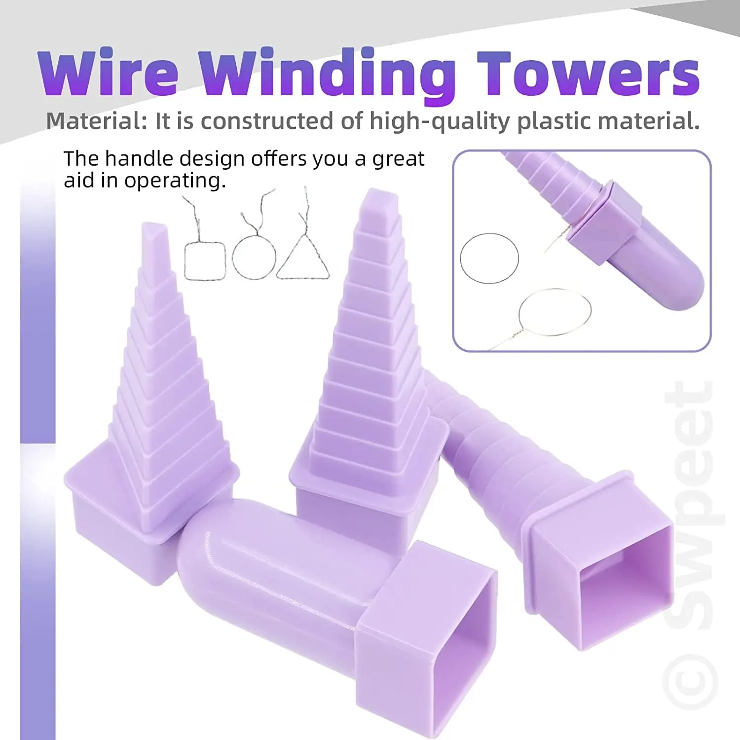 

DIY Jewelry Wire Wrapping Craft Tools Kit Square Round Triangle Molds with Plastic Handles for Crafting Unique Jewelry Shapes