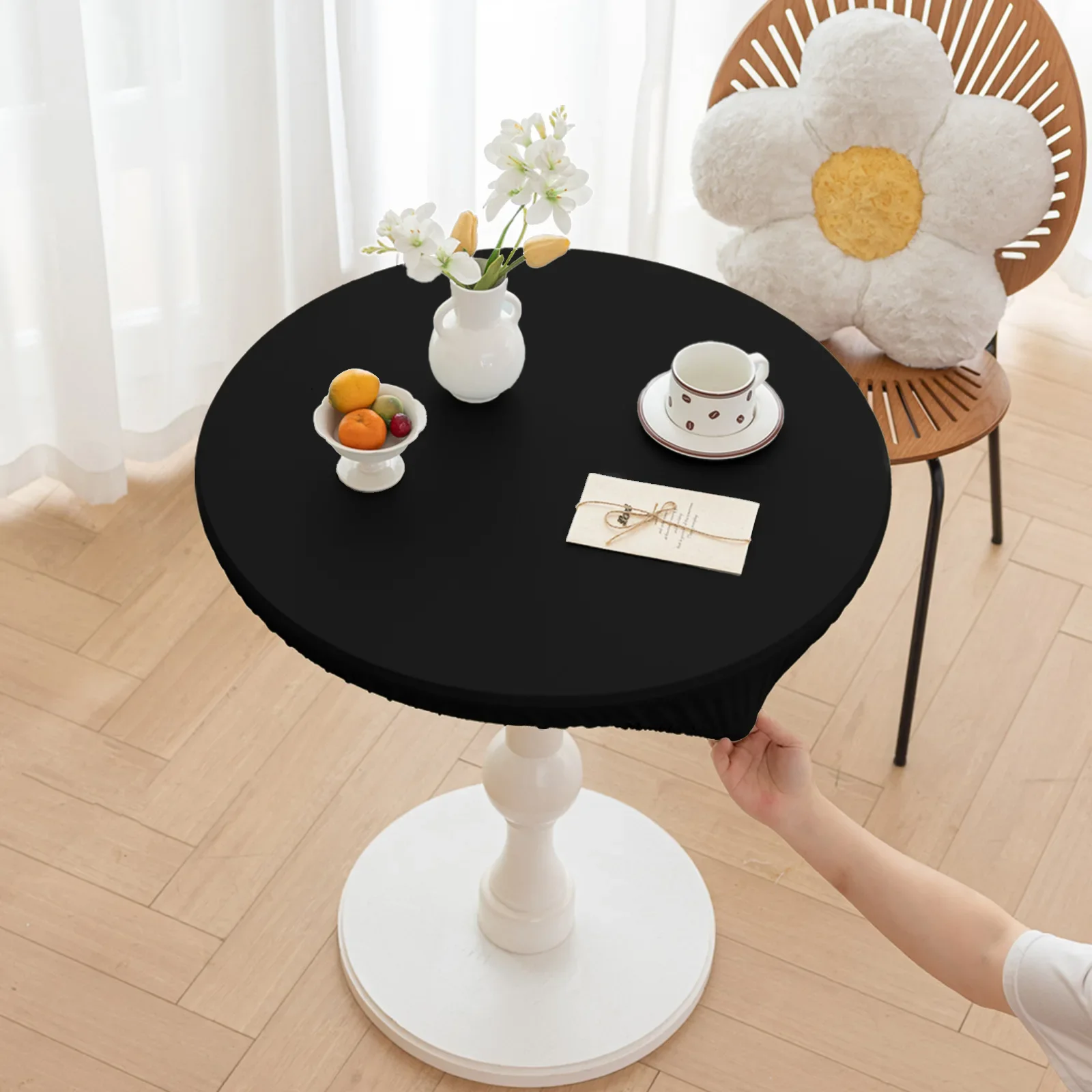 Round PU Leather Oilproof Tablecloth Waterproof Dining Table Cover Solid Table Mat Coffee Table Dustproof Tablecloth Tablecover