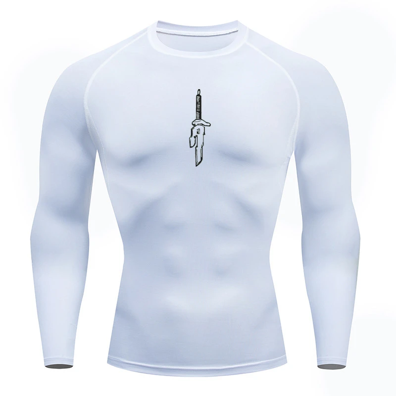 Graphic Long Sleeve Compression Shirts for Men Athletic Quick Dry Tops Gym Workout Running Undershirts Baselayers Rash Guard