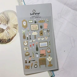 Korean Import Brand Suatelier Retro Furniture Paper Stickers Scrapbooking Diy Journaling Diary Stationery Sticker Aesthetic Gift