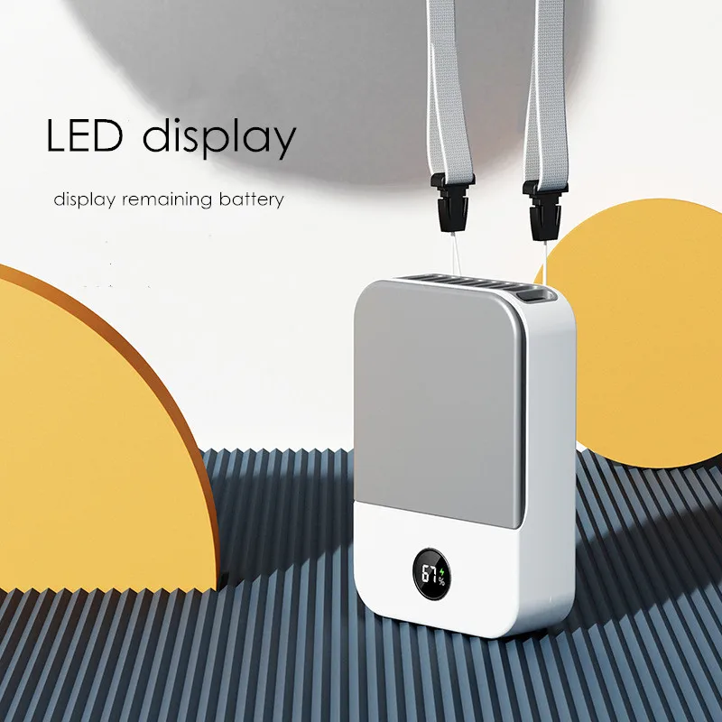 Portable New Mini Neck Fan USB Rechargeable with Power Bank Handheld Fan Desk Adjustable Fan Air Cooler for Home Office Outdoor