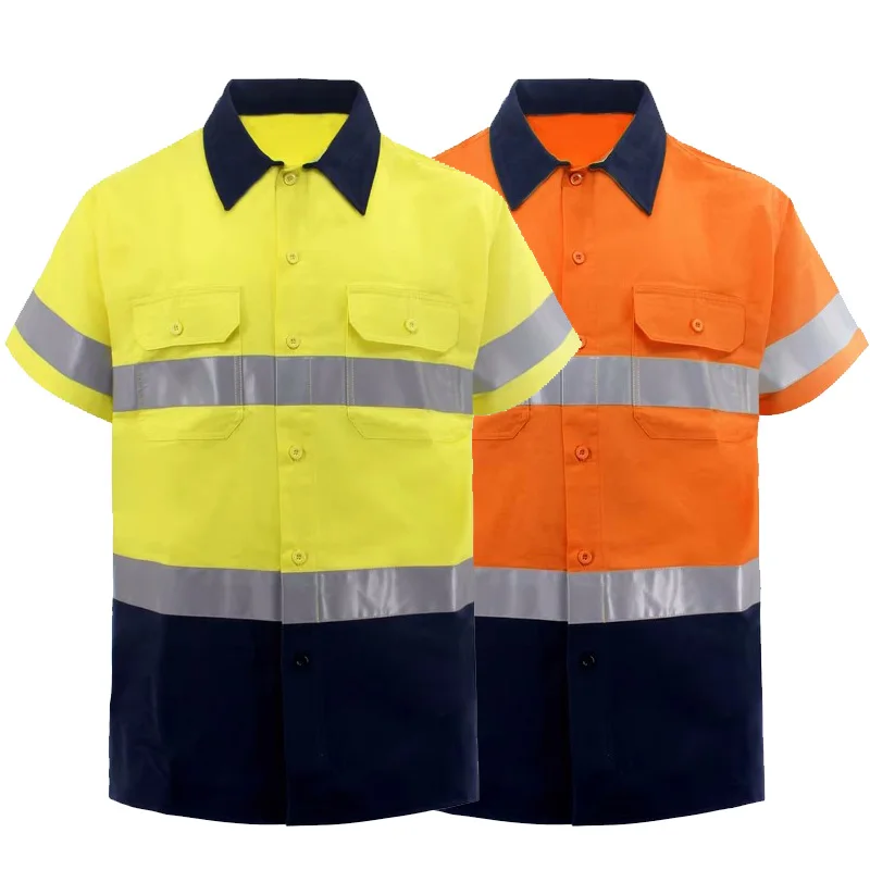 Safety Reflective Shirts High Visibility Working T-shirt with Reflection Tapes Road Traffic Construction Security Tops Workwear