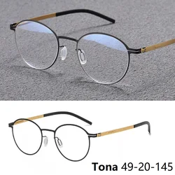 German Brand Design Glasses Frame Retro Round Screwless Titanium Alloy Men Women Eyeglasses Rim Thin Ultralight Classic 2026 New