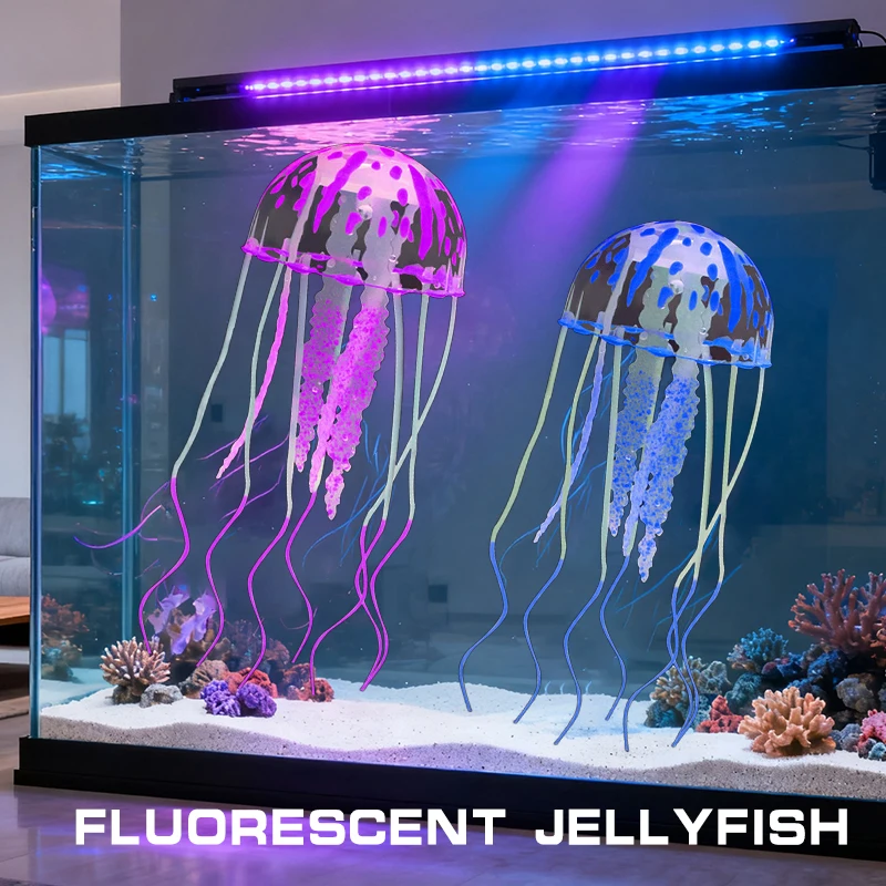 Creative Simulated Glowing Effect Jellyfish Aquarium Decoration Fish Tank Underwater Luminous Ornament Miniature Figurines Gifts