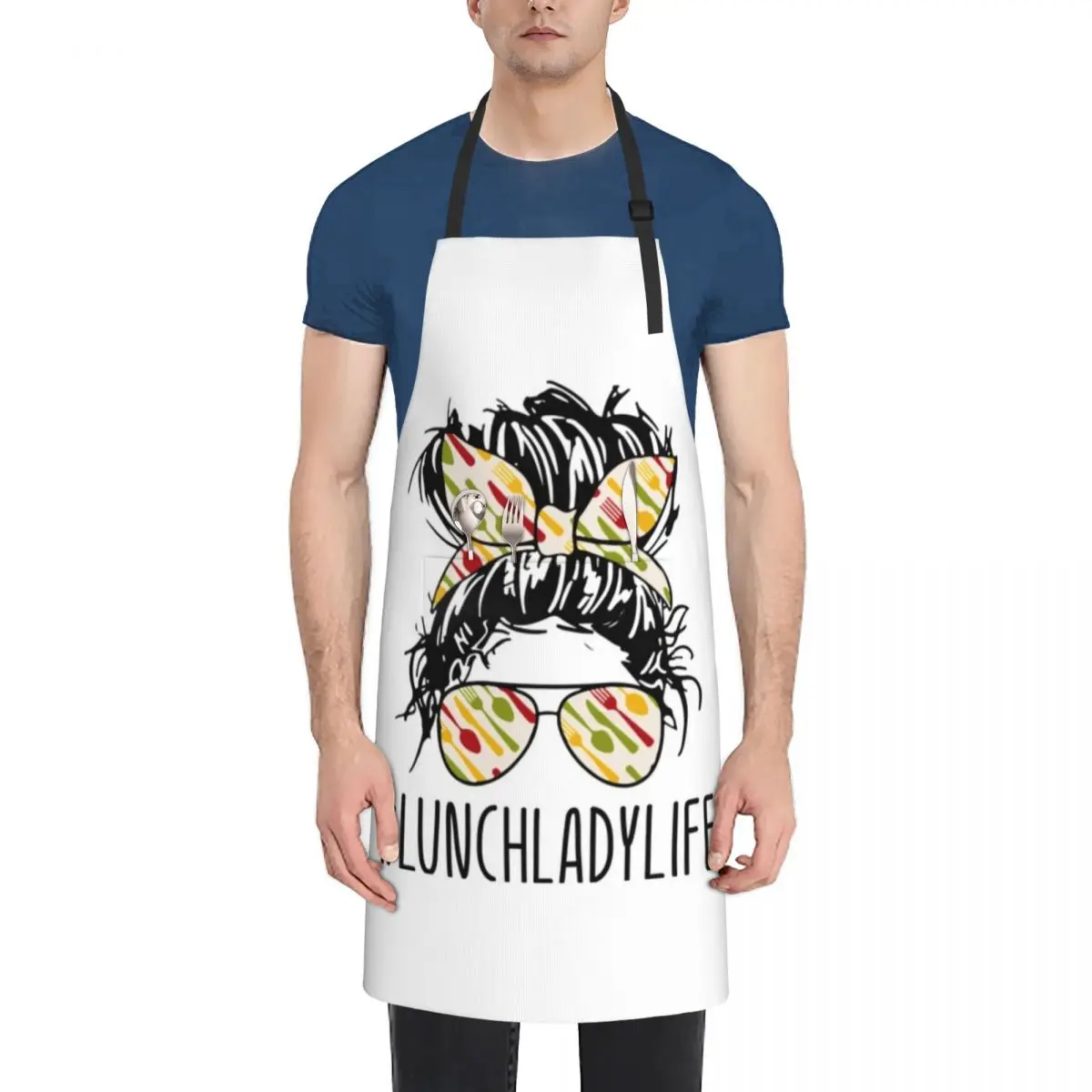 Lunch Lady Life Messy Bun Apron Custom Camping Apron