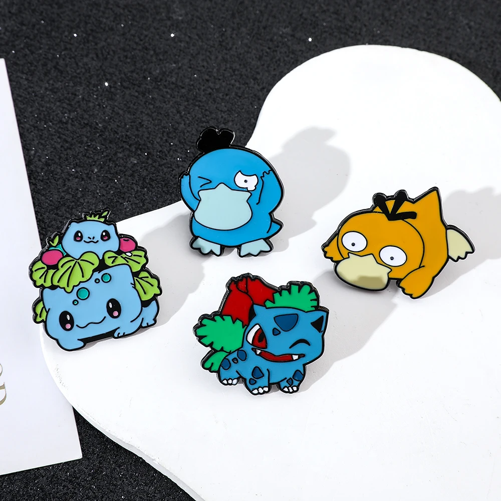 Cute Cartoon Anime Enamel Pins Kawaii Pocket‑Monster Metal Lapel Brooch Badges, Decorative Pin for Backpack