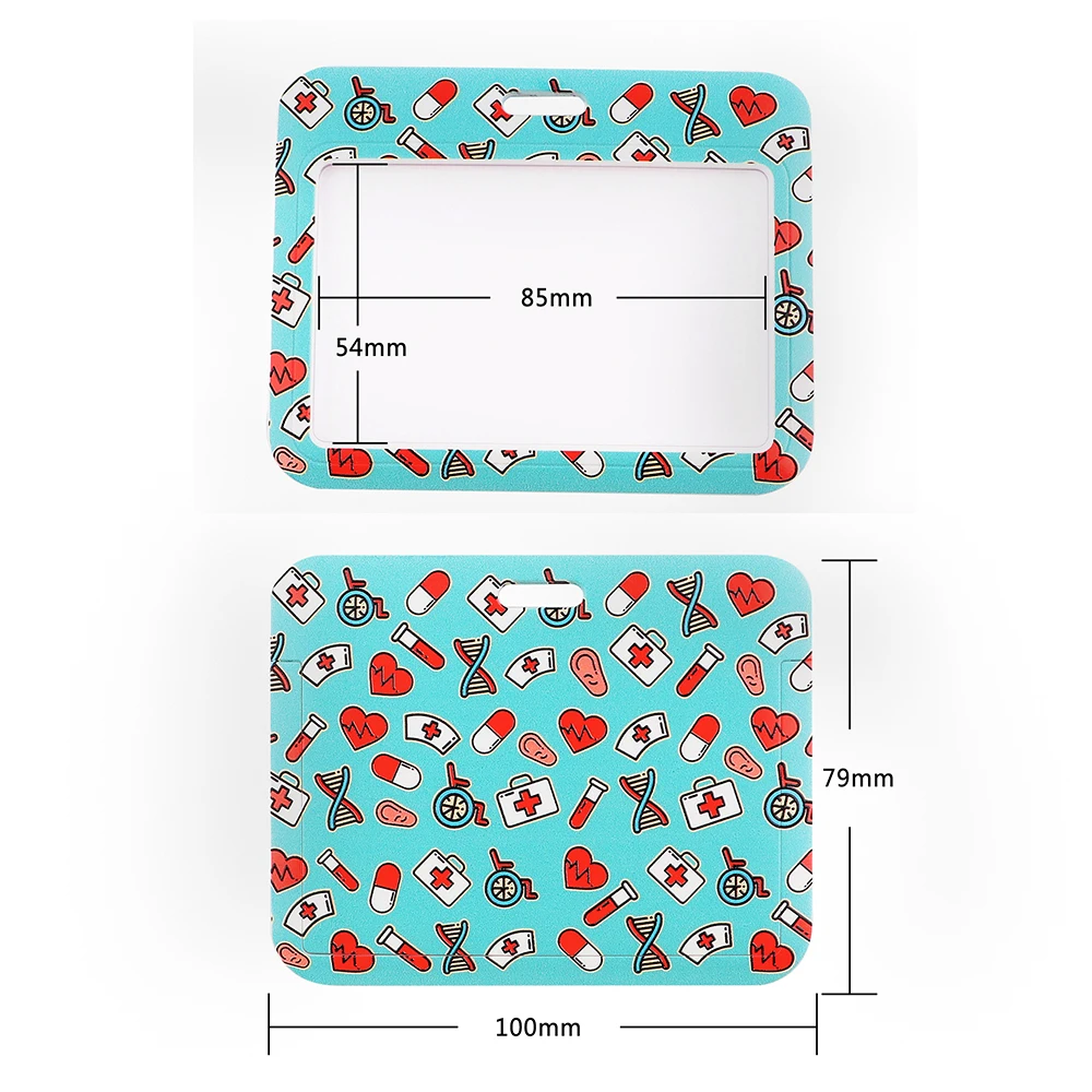 Ransitute R2503 Lanyard Horizontal Direction Card ID Holder Car KeyChain ID Card Pass Gym Phone Badge Key Ring Holder Jewelry