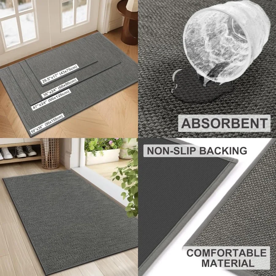 

Door Mat 24x36, Non Slip Door Mat Indoor Entrance, Rubber Backing Front Indoor Door mats Washable Absorbent Doormat Low-Profile