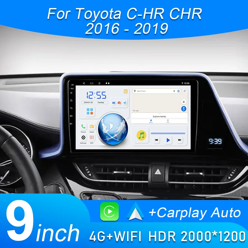 

Android 15 Auto Car Radio Multimedia Player For Toyota C-HR CHR 2016 2017 2018 2019 Carplay Car Stereo wifi+4G Ai voice BT GPS