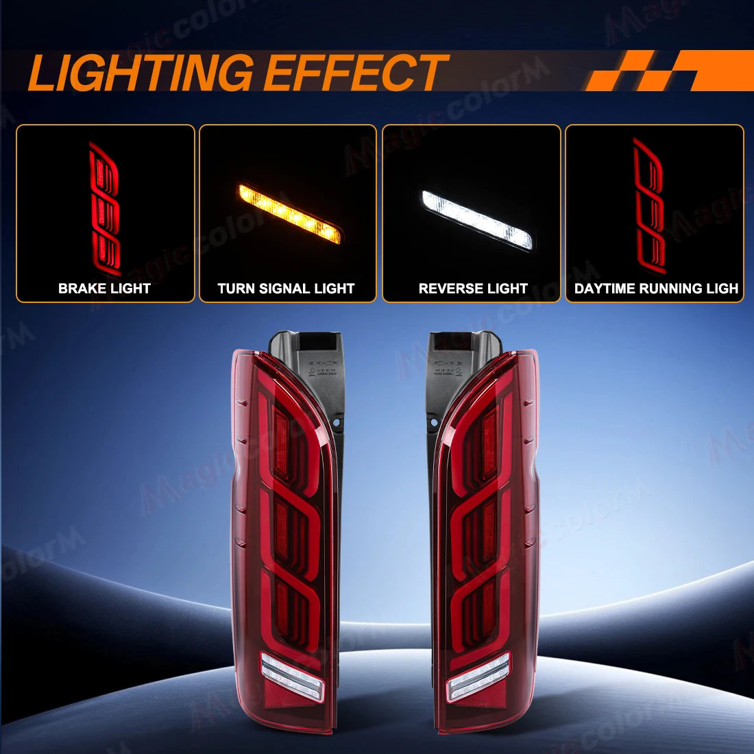 2PCS For Toyota Hiace 2005 2006 2007 2008 - 2015 2016 2017 2018 Car Tail Lamps LED Driving Turn Signal Brake Reverse Taillights