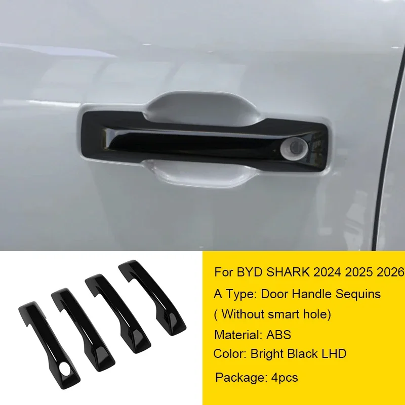 

4PCS/Lot Car ABS Door Handle Decoration Sequin For BYD SHARK 6 2024 2025 2026 LHD&RHD Door Bowl Cover Exterior Auto Accessories