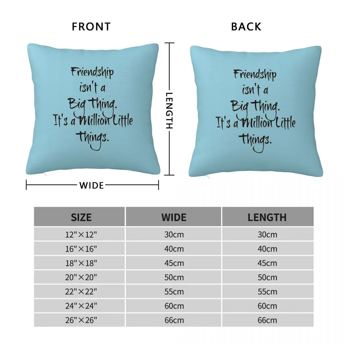 Friendship Is A Million Little Things Square Pillowcase Polyester Linen Velvet Printed Zip Decor Home Cushion Cover