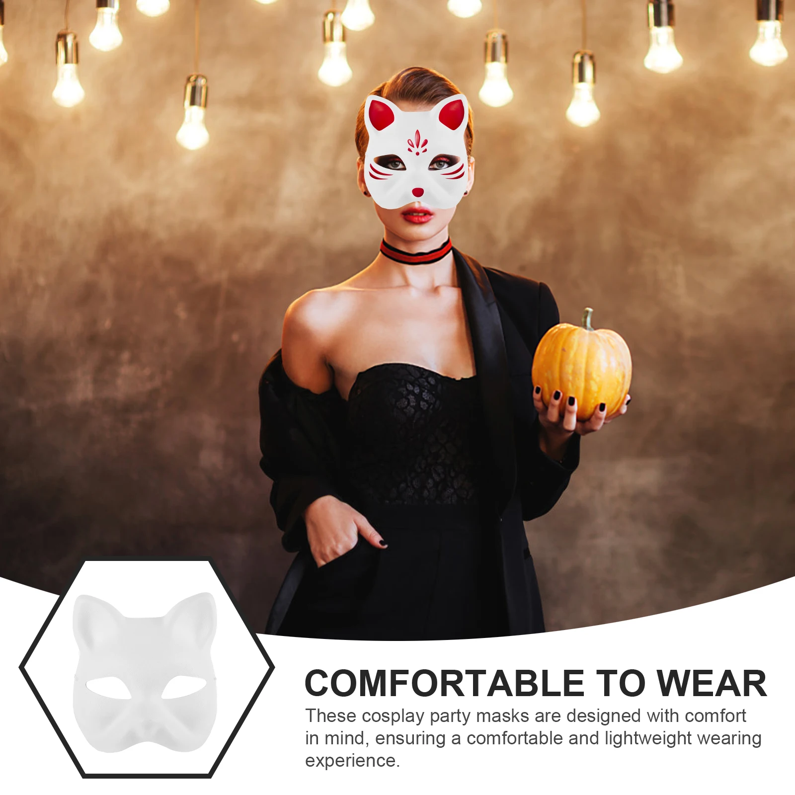 

5 Pcs Blank Cat Face Masks Light Weight Paintable DIY for Masquerade Halloween Cosplay Wedding Prom Eco Materials One Size Fits