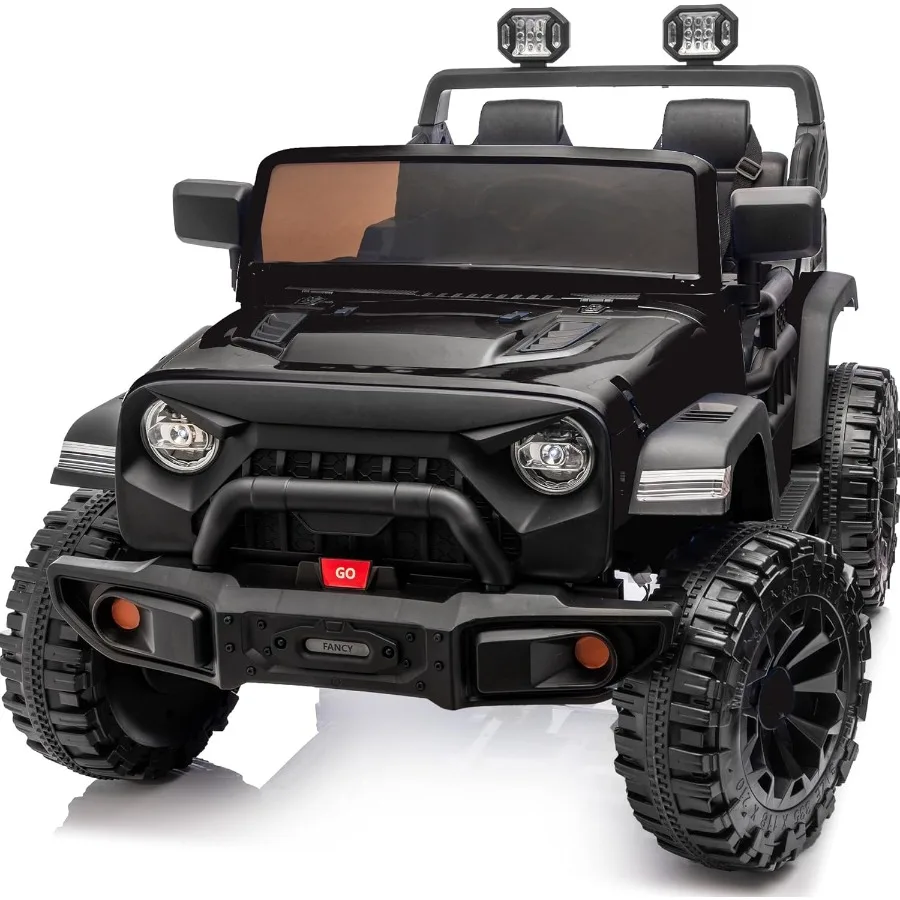 2 Seater Ride on Car Toy 24V 4WD Electric Car for 4-8 with Remote Control 4x200W Motors Capacity 150 lb - Black