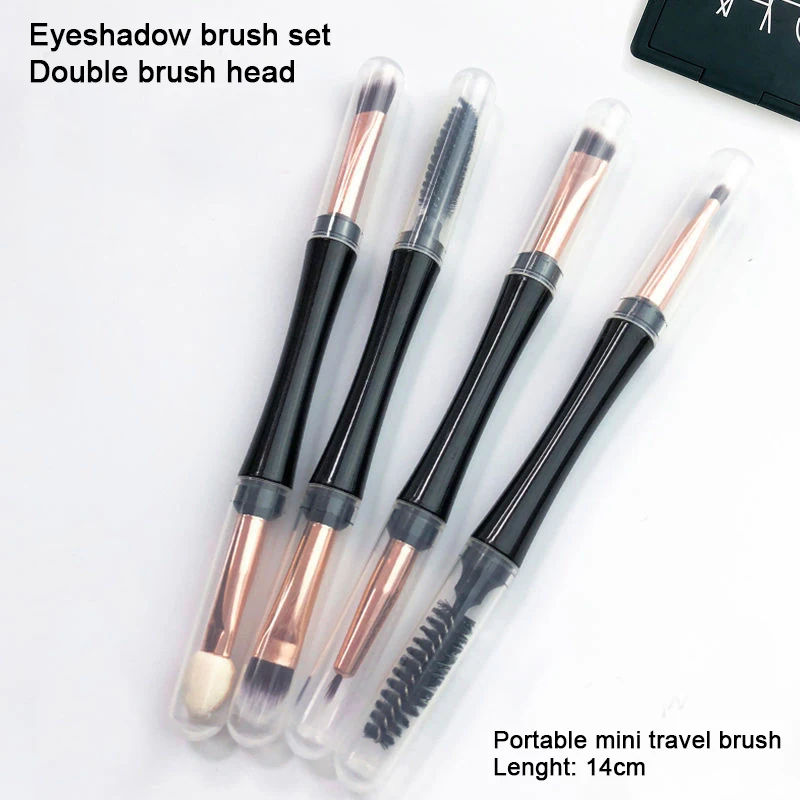 mini dual ended makeup brush eyeshadow brush eyeliner brush with dust-proof cover Microbrush eyelashes eyebrow brush