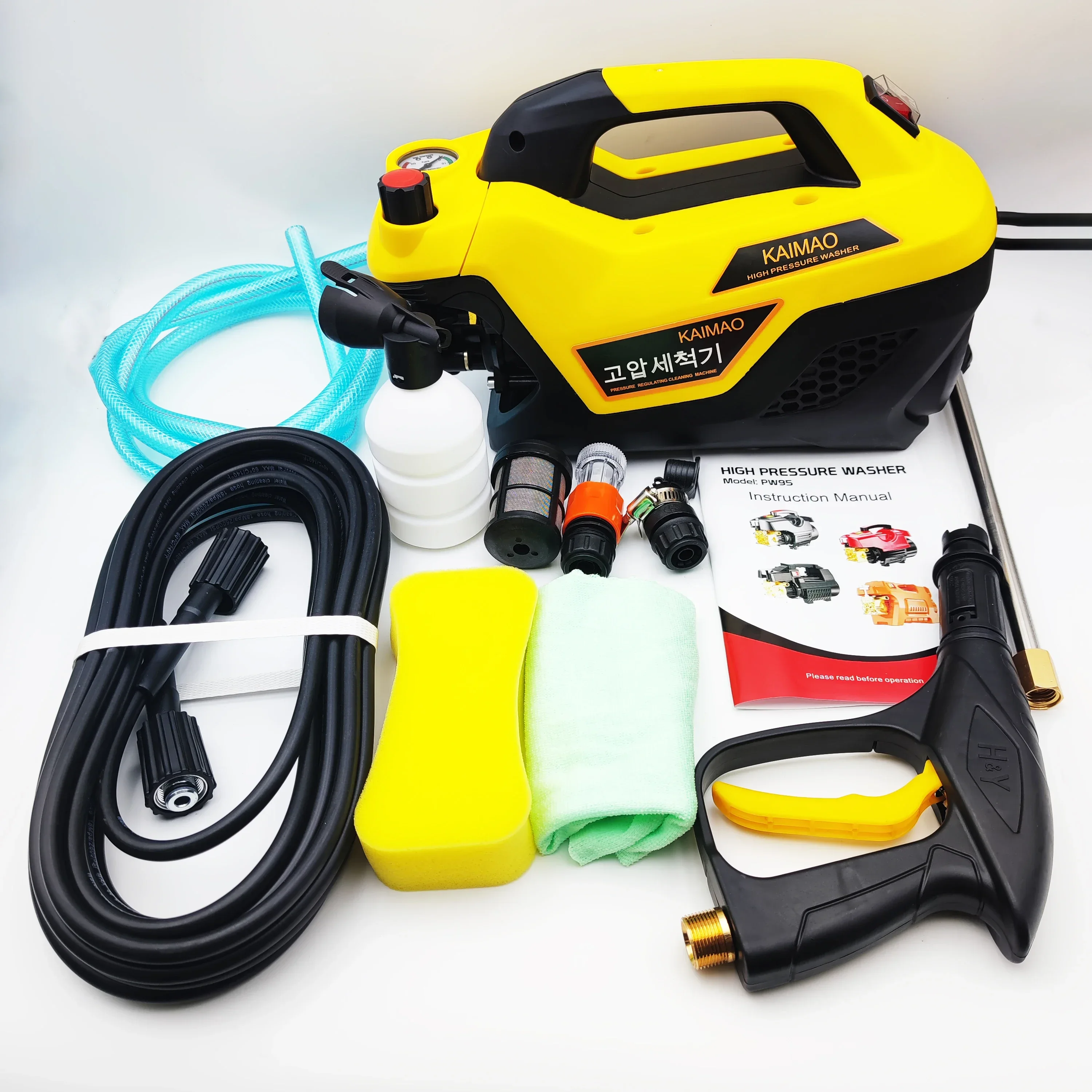 220V High Pressure Washer Portable Cleaner Adjustable Water Pressure Home Automatic Water gu High-Handed Car Wash Tools 150Bar