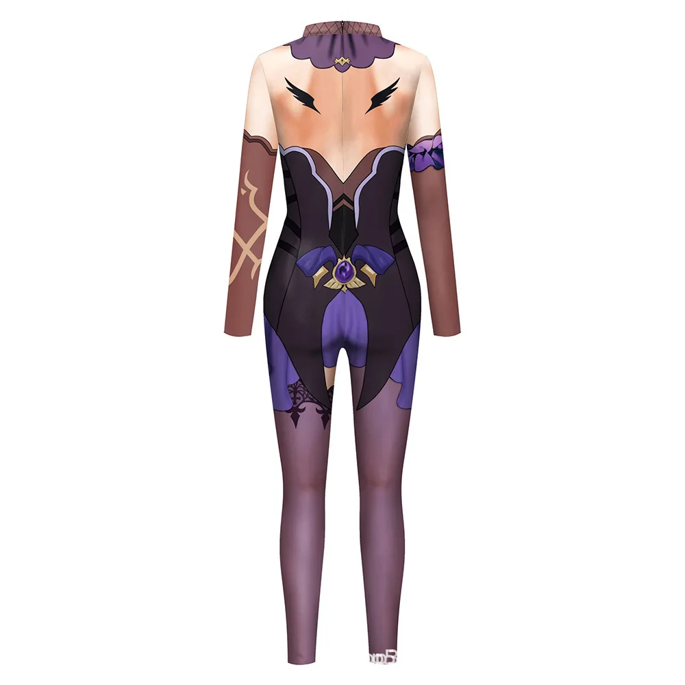 Halloween Sexy Damen Kostüm mit Digitaldruck, Karneval Bodysuit mit Reißverschluss, Party Cosplay Jumpsuit Outfit – Detail 20