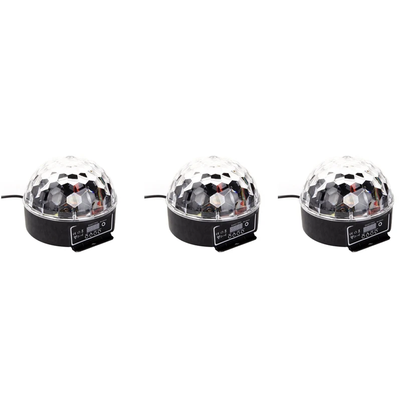 

3X LED RGB Crystal Magic Ball Effect Light DMX Disco Dj Stage Light For KTV Club Pub Bar Wedding Show Voice-Activated