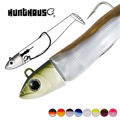 Hunthouse-señuelo suave para pesca, cabezal de anzuelo, barra T. Minnow para lubina, Lucio, cola en T, cebo de silicona, fácil brillo, Jigging Leurre, 60g/90g/120g