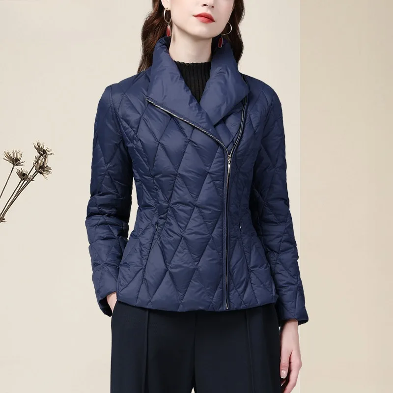 Doudoune matelassurera en duvet de canard blanc pour femme, haut court mince, manteau matelassé léger, veste décontractée coréenne, mode d\'hiver