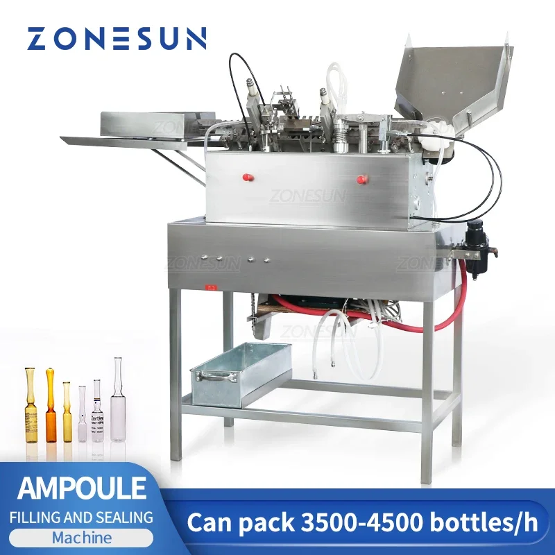 ZONESUN ZS-FSAB2 2 Heads 1/5/10/20ml Customized Automatic Small Ampoule Bottles Liquid Filling and Sealing Machine