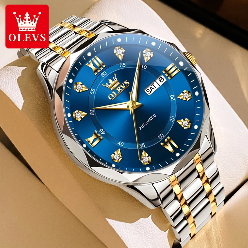 

OLEVS 6727 Fully Automatic Mechanical Men Watch Luxury Diamond Calendar Week Waterproof Watch High Quality Original Top Watch