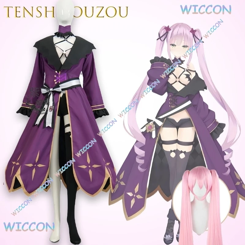 

TenshiSouzou Amane Kaze Past Life Косплей Костюм Аниме Готическая Лолита Live Stream Outfit Angelic Being Комплект с двойным крылом Белый парик