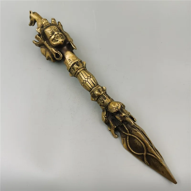 Tibetan Supplies Brass Hayagriva Vajra Dharma-Vessel Brass Puba Pestle Large Monster Subduing Club