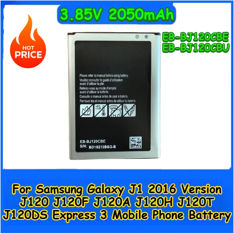 

2050mAh Phone Battery EB-BJ120CBE EB-BJ120CBU For Samsung Galaxy J1 2016 Version J120 J120F J120A J120H J120T J120DS Express 3