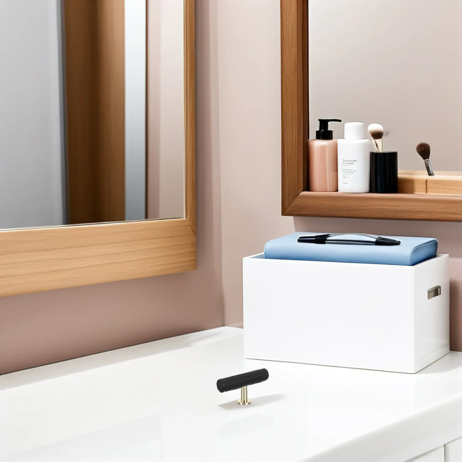 درج سحب T على شكل سبائك الزنك مقبض كابينة Pu نمط خمر لأثاث غرفة نوم المطبخ والحمام #3