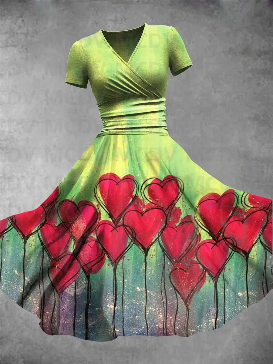 Regalo da donna Love Heart Print Art Design Maxi Dress abito Sexy con scollo a v stampato in 3D abiti femminili