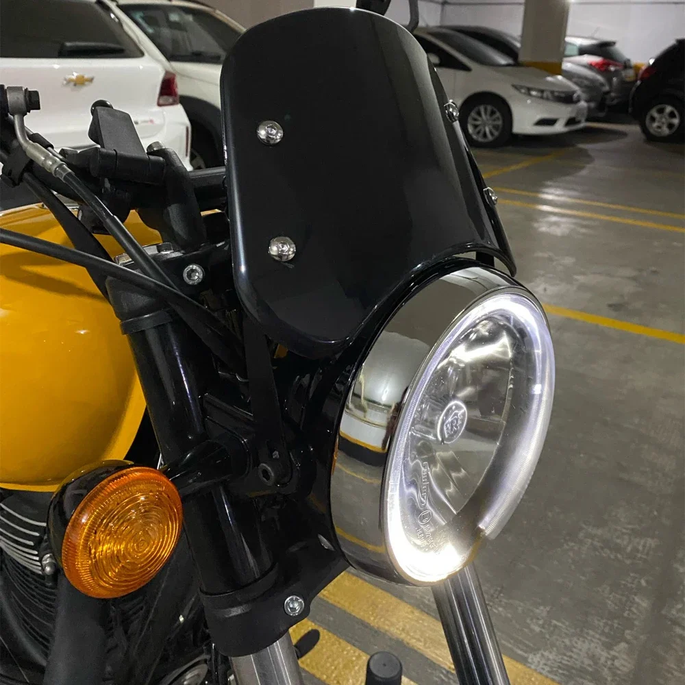 Motorrad Windschutzscheibe Für Royal Enfield Meteor 350 Windschutzscheibe Windabweiser Objektiv Scheinwerfer Verkleidung Zubehör Bildschirm Visier Neue