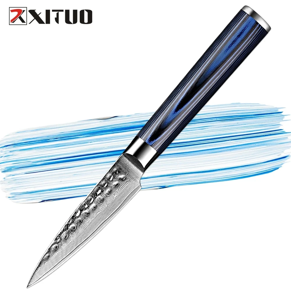 

XITUO Paring Knife 3.5 inch Chef Knife Damascus Steel Knife Fruit and Vegetable Cutting Chopping Carving Knives Non-stick Blade