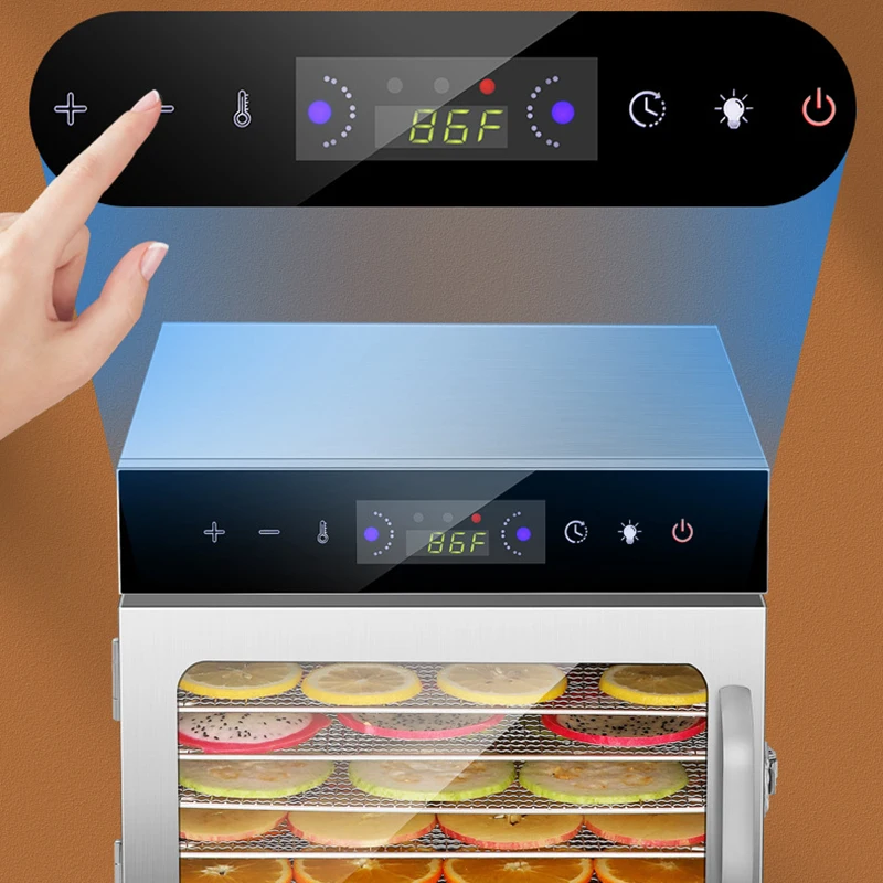 Deshidratador de alimentos de acero inoxidable de 6/8 capas, Control Digital de temperatura, máquina de secado al aire de frutas, verduras,