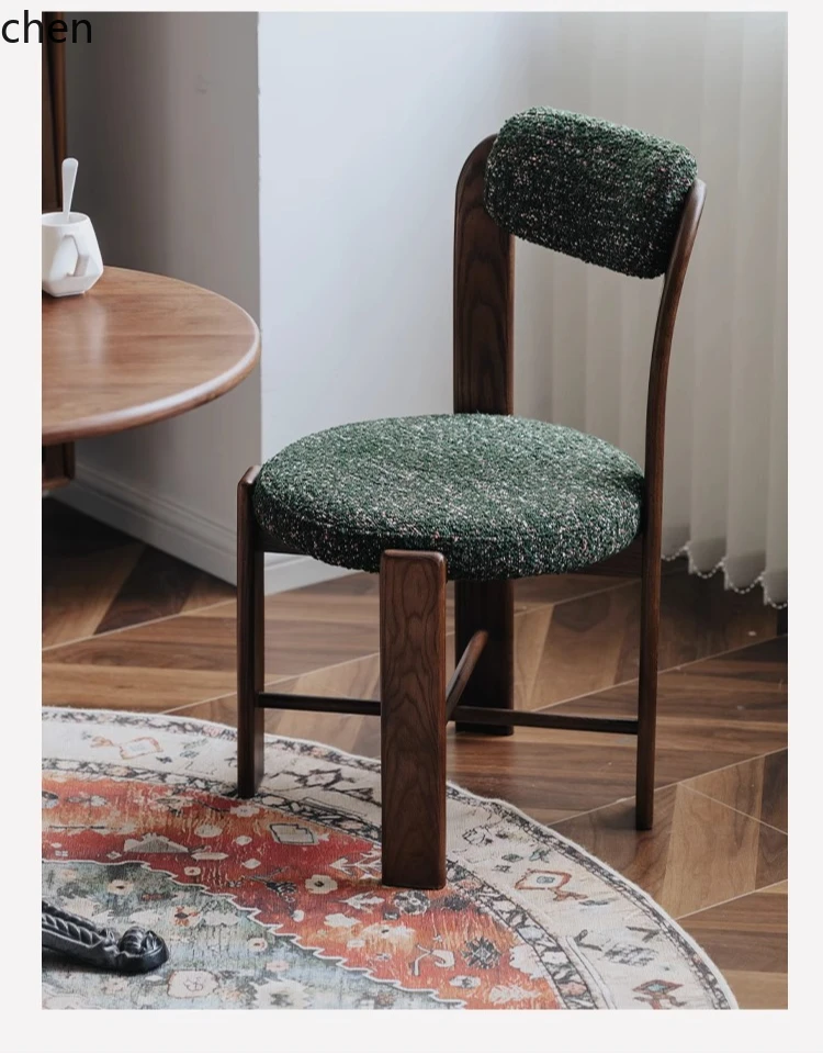 ZML Solid Wood Dining Chair Home Soft Pack Thickened High-end Restaurant Chair Backrest Chair