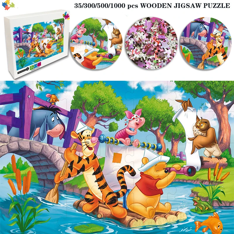 

Winnie The Pooh Wooden Jigsaw Puzzle 200/300/500/1000 Pcs Puzzle Educational Toys Intellectual Decompressing Diy Puzzle Gifts