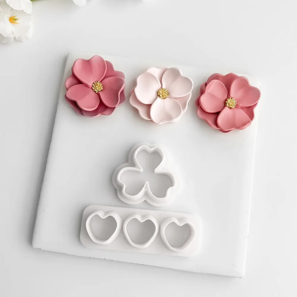 2Pcs Heart Petal Flower Fondant Cutter Mold Set Cookie Cutter for DIY Cake Decoration, Baking, Wedding & Graduation Sweet Crafts