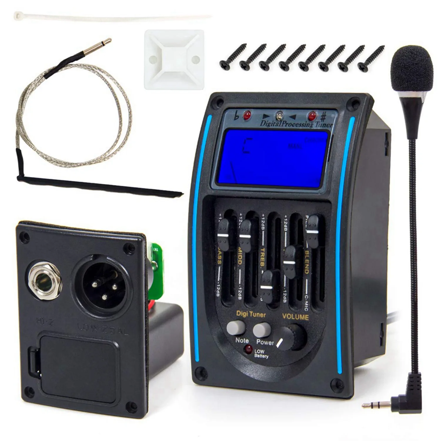 BARU 1Pcs Pickup Humbucker Gitar Mini Lp Warna Chrome Silver & 1Pcs Pickup Gitar Akustik 5 Band Eq Preamp Tuner Equalizer Lcd